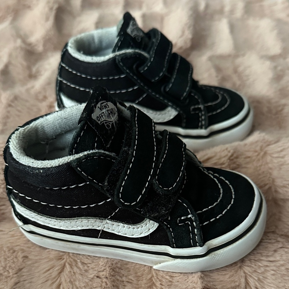 Vans Kids Black and White High-Top Sneakers 5C